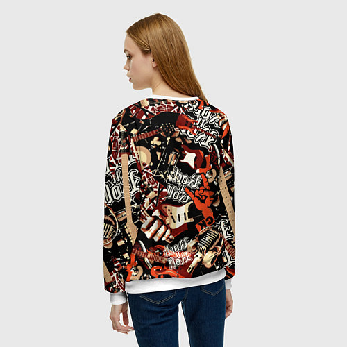 Женский свитшот Nirvana Kurt Cobain на фоне гитар / 3D-Белый – фото 4