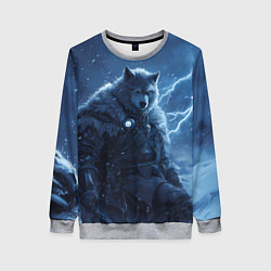Свитшот женский Волк повелитель молний, цвет: 3D-меланж