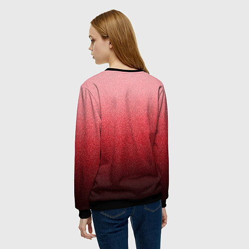 Женский свитшот Мягкий градиент красно-розовый текстура крошка / 3D-Черный – фото 4