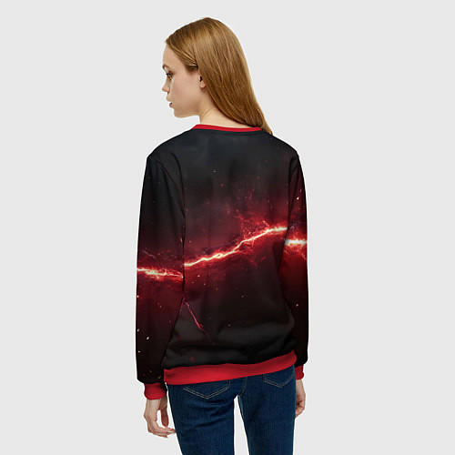 Женский свитшот Красная линия - молния / 3D-Красный – фото 4