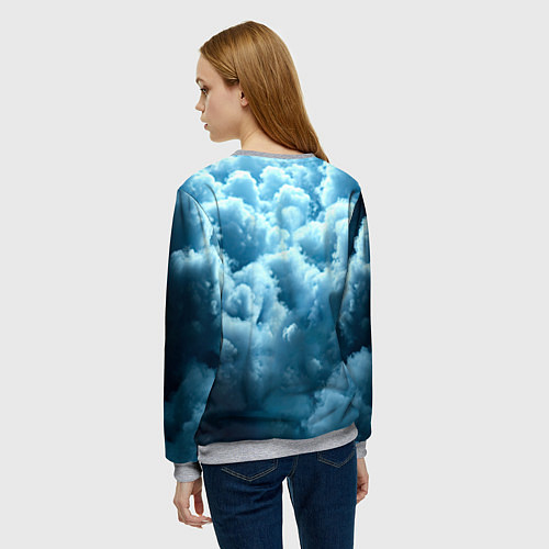 Женский свитшот Мухаммед Али в синем дыму / 3D-Меланж – фото 4