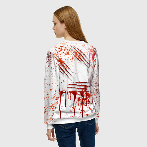 Женский свитшот Кровь с царапинами заляпанная / 3D-Белый – фото 4