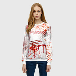 Свитшот женский Кровь с царапинами заляпанная, цвет: 3D-белый — фото 2