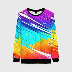 Свитшот женский Радужные брызги краски текстура, цвет: 3D-черный
