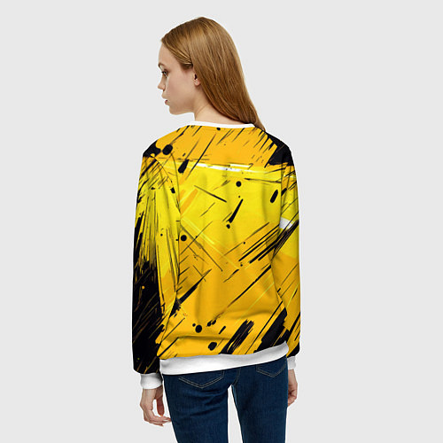 Женский свитшот Желтая краска на черном фоне / 3D-Белый – фото 4