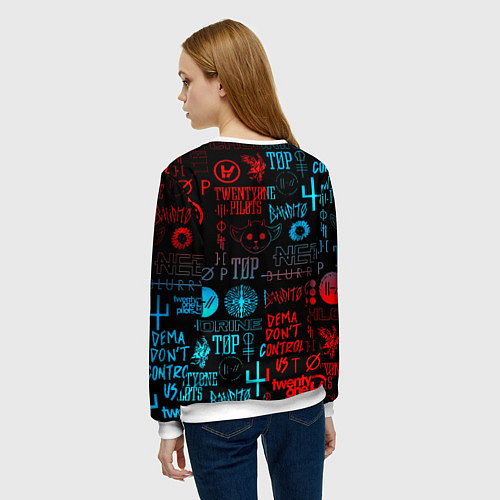 Женский свитшот Twenty one pilots rock pattern / 3D-Белый – фото 4