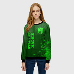 Свитшот женский Atletico Madrid - green gradient вертикально, цвет: 3D-черный — фото 2