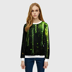 Свитшот женский Зеленая объемная слизь, цвет: 3D-белый — фото 2