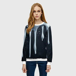 Свитшот женский Белая объемная слизь текстура, цвет: 3D-белый — фото 2