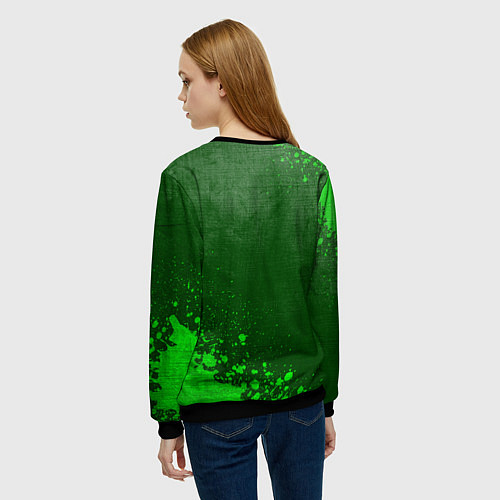 Женский свитшот Akira - green gradient вертикально / 3D-Черный – фото 4