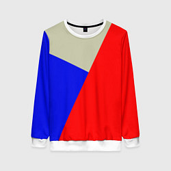 Свитшот женский Серо-сине-красный трёхцветный, цвет: 3D-белый