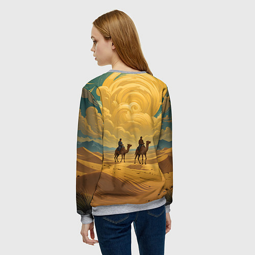 Женский свитшот В пустыне на верблюдах / 3D-Меланж – фото 4