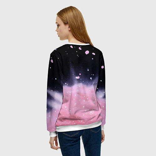 Женский свитшот Розовая текстура с лепестками / 3D-Белый – фото 4