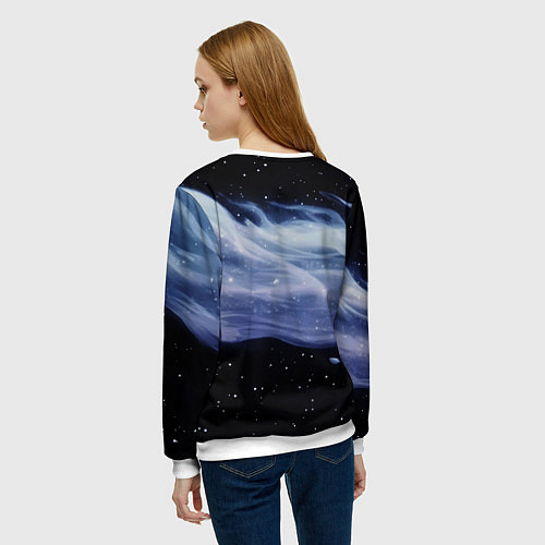 Женский свитшот Синяя волна в космосе - текстура / 3D-Белый – фото 4