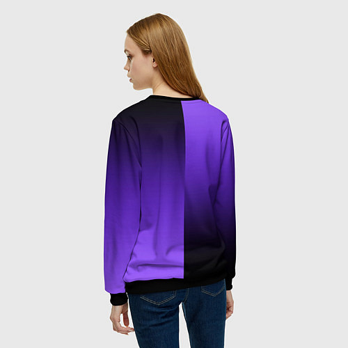 Женский свитшот Чёрно-сиреневый градиент пополам / 3D-Черный – фото 4