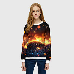 Свитшот женский Оранжевое боке на черном, цвет: 3D-белый — фото 2