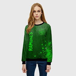 Свитшот женский Ramones - green gradient вертикально, цвет: 3D-черный — фото 2