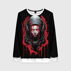 Свитшот женский Инопланетная девушка в красной краске, цвет: 3D-белый