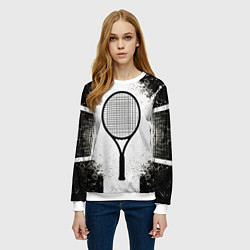 Свитшот женский Теннисная ракетка в черно-белом, цвет: 3D-белый — фото 2
