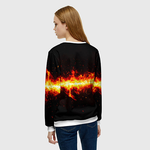 Женский свитшот Теннисная ракетка в огне / 3D-Белый – фото 4