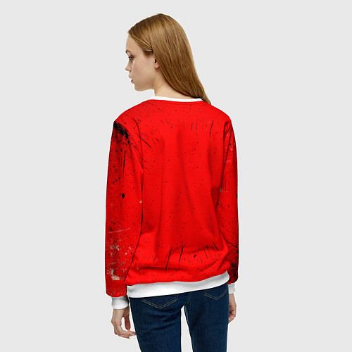 Женский свитшот Трековый велосипед на красном / 3D-Белый – фото 4