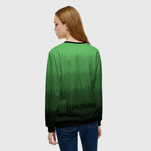 Женский свитшот Зеленый градиент текстурные полосы / 3D-Черный – фото 4