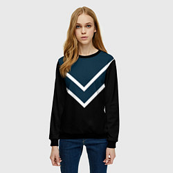 Свитшот женский Синий с чёрным и белые полосы, цвет: 3D-черный — фото 2