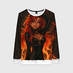 Свитшот женский Горячая пиро архонт Мавуика - Genshin Impact, цвет: 3D-белый