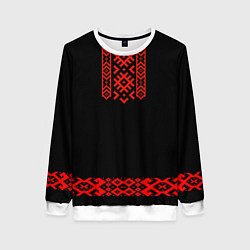 Женский свитшот Славянский узор и орнамент на черном - вышиванка р