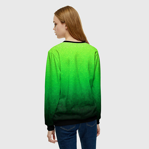 Женский свитшот Градиент мозаика зелёный в тёмный / 3D-Черный – фото 4