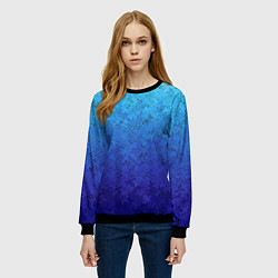 Свитшот женский Сине-голубой градиент текстура, цвет: 3D-черный — фото 2