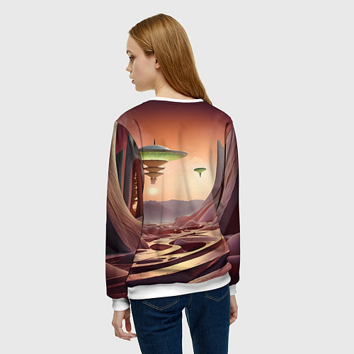 Женский свитшот Фантастический инопланетный город / 3D-Белый – фото 4