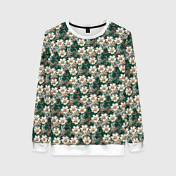 Женский свитшот Цветочный паттерн зелёный