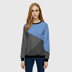 Свитшот женский Сине-серый геометричный, цвет: 3D-черный — фото 2