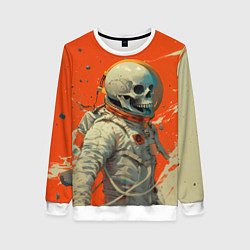 Свитшот женский Скелет космонавт и краска на фоне, цвет: 3D-белый