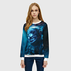 Свитшот женский Скелет американского космонавта, цвет: 3D-белый — фото 2