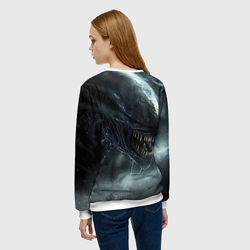 Женский свитшот Чужой с открытой пастью / 3D-Белый – фото 4