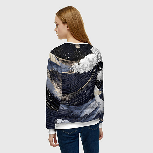 Женский свитшот Волны моря с блестками / 3D-Белый – фото 4