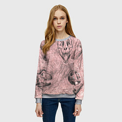 Свитшот женский Черепа динозавров - эскиз, цвет: 3D-меланж — фото 2