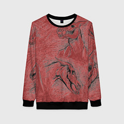 Свитшот женский Черепа лошадей - эскиз, цвет: 3D-черный