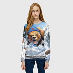 Свитшот женский Злой русский медведь, цвет: 3D-меланж — фото 2