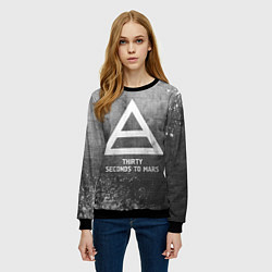 Свитшот женский Thirty Seconds to Mars - grey gradient, цвет: 3D-черный — фото 2
