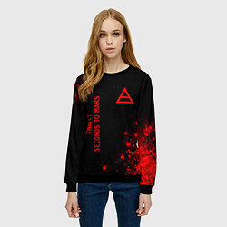 Свитшот женский Thirty Seconds to Mars - red gradient вертикально, цвет: 3D-черный — фото 2