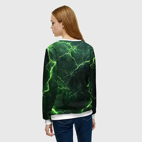 Женский свитшот Россия огненный текст на зеленом / 3D-Белый – фото 4