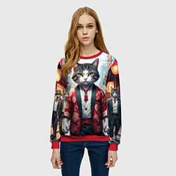 Свитшот женский Котики якудза, цвет: 3D-красный — фото 2