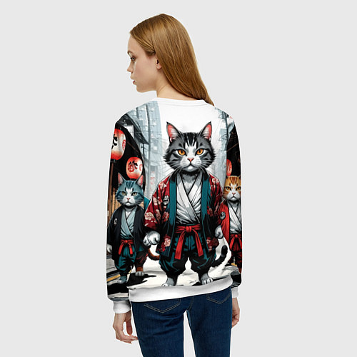 Женский свитшот Коты якудза / 3D-Белый – фото 4
