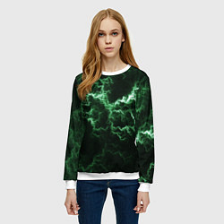 Свитшот женский Lightning green line, цвет: 3D-белый — фото 2
