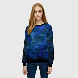Свитшот женский Абстракция - blue uniform camouflage, цвет: 3D-черный — фото 2