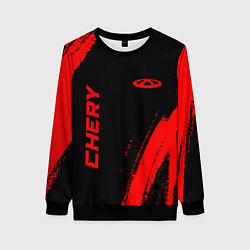 Свитшот женский Chery - red gradient вертикально, цвет: 3D-черный