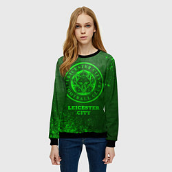 Свитшот женский Leicester City - green gradient, цвет: 3D-черный — фото 2